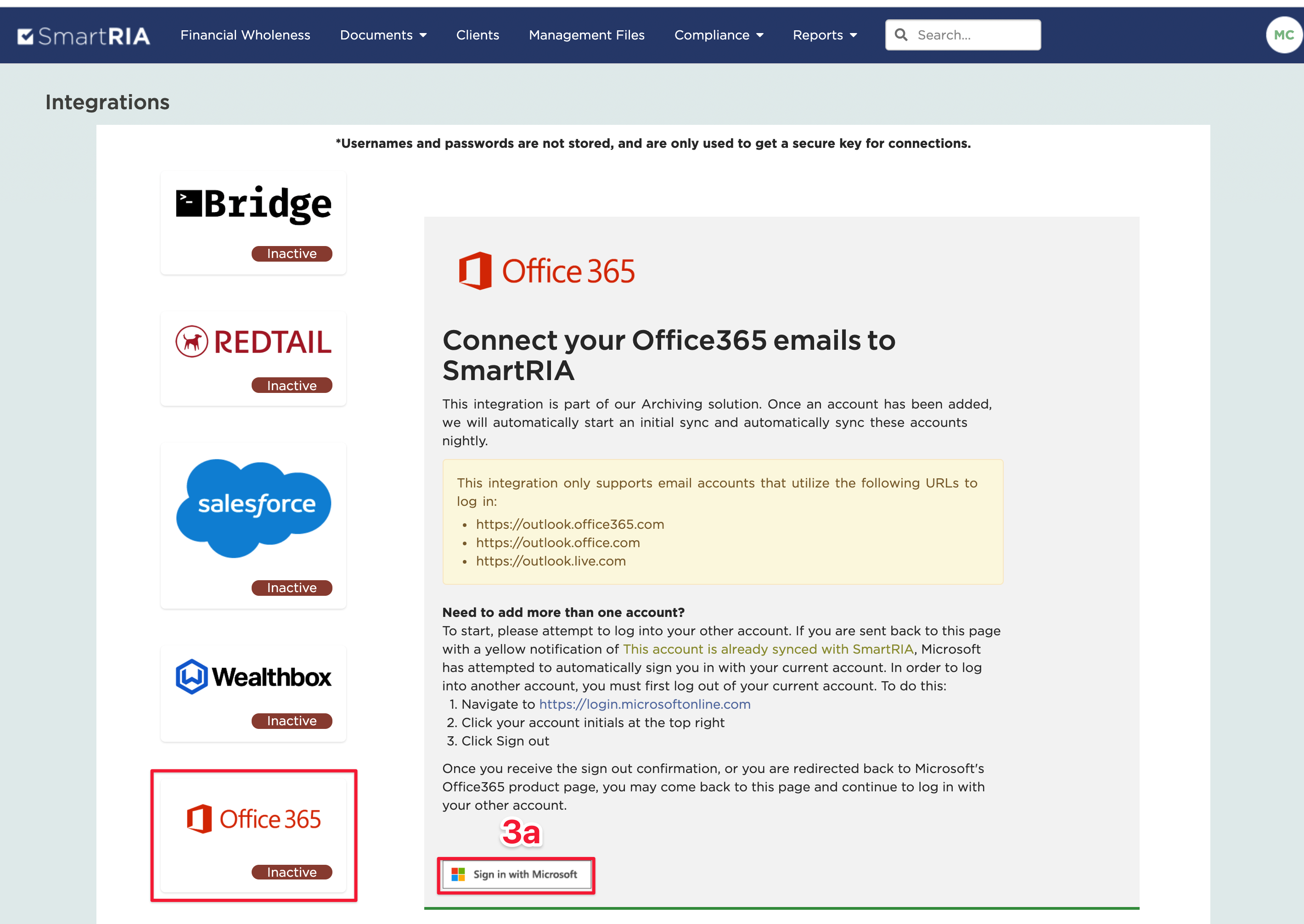 Connect Account To Email Archiving